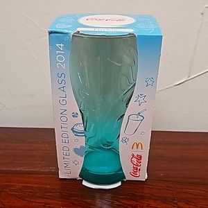 NEW in box 2014 Coca Cola turquoise colored McDonald's GERMANY collector's glass